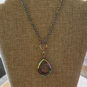Iridescent Teardrop Necklace